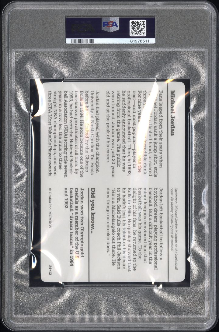 1995 Grolier &ldquo;Michael Jordan&rdquo; back
