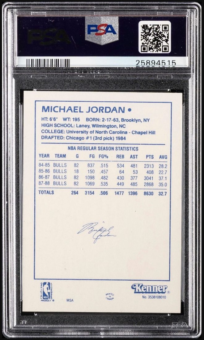 1988 Kenner Starting Lineup Michael Jordan &mdash; Back