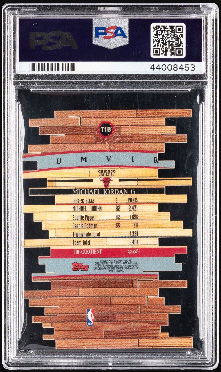 1997 Stadium Club Triumvirate Luminous Members Only Michael Jordan &mdash; Back