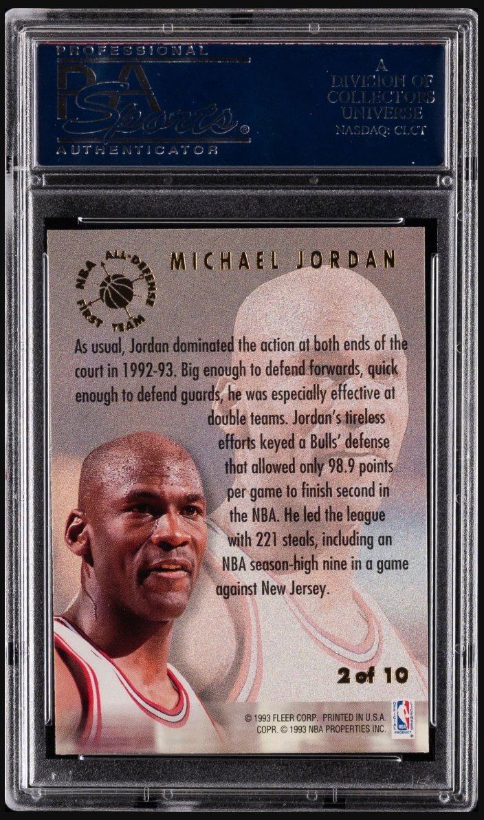 1993-94 Fleer Ultra All-Defensive #2 Michael Jordan &mdash; Back