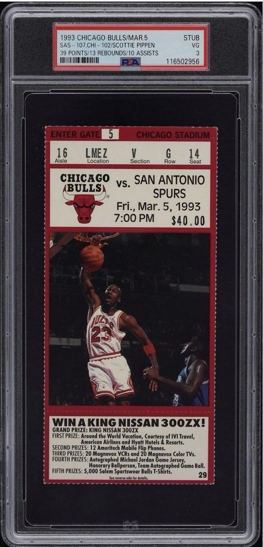 1993 Bulls vs Spurs · Pippen 39/13/10 front