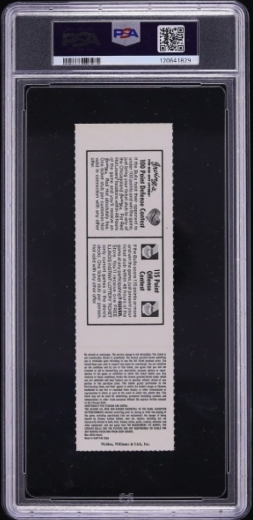 1989 Bulls vs Hornets ticket back PSA slab reverse