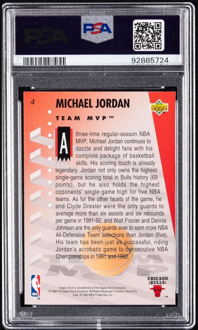 1992-93 Upper Deck MVP Holograms #4 Michael Jordan &mdash; Back