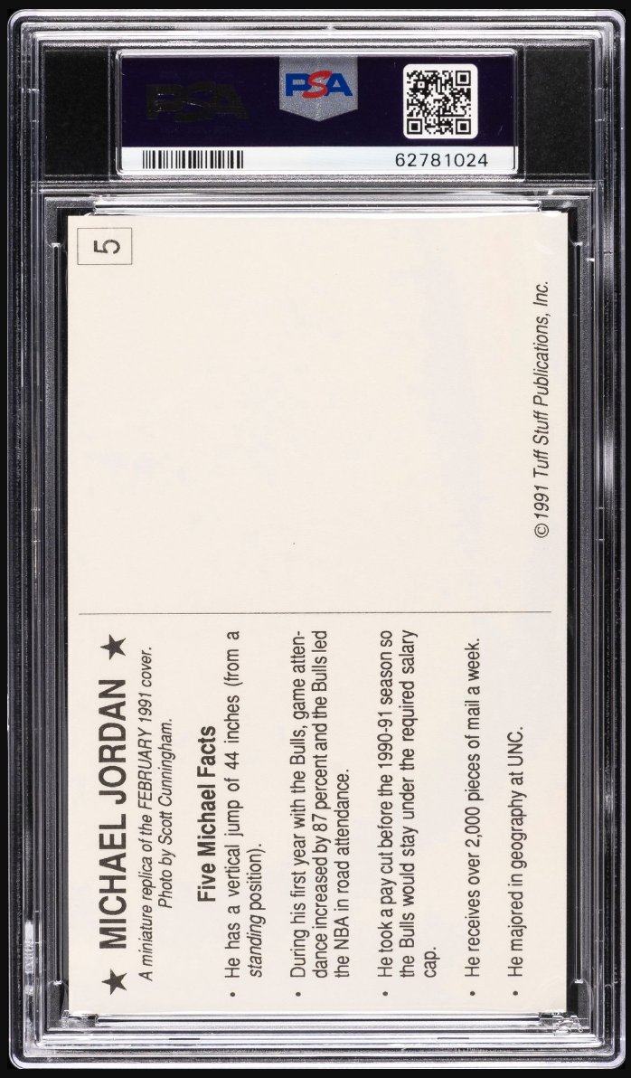 1991 Tuff Stuff Postcards #5 Michael Jordan &mdash; Back