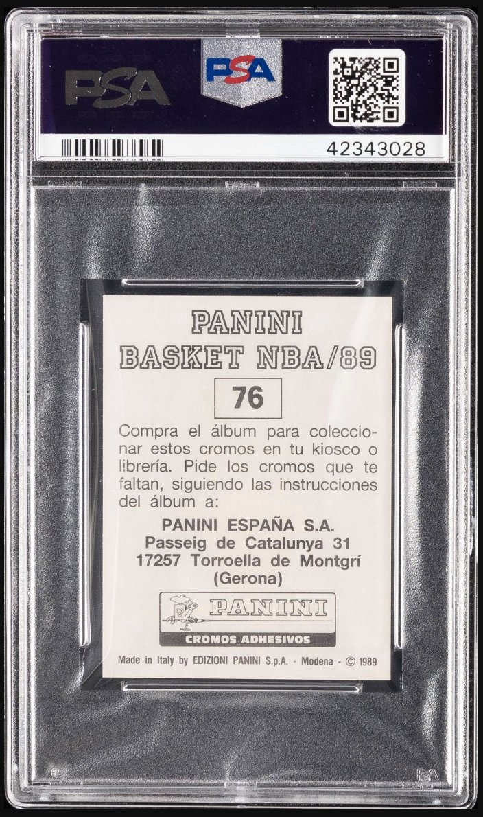 1988 Panini Spanish Sticker #76 Michael Jordan &mdash; Back