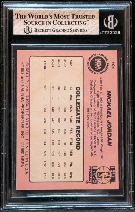 1984-85 Star #101 Michael Jordan — Back