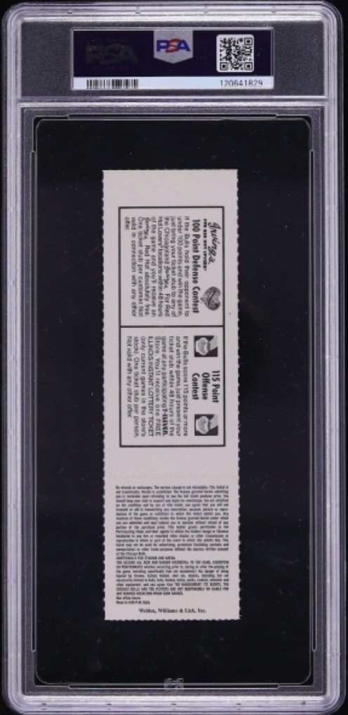 1989 Bulls vs Hornets ticket back PSA slab reverse