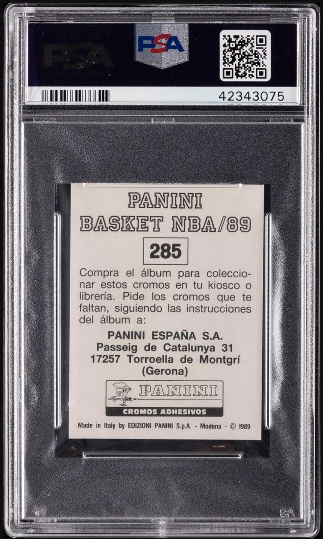 1988 Panini Spanish Sticker #285 Michael Jordan &mdash; Back
