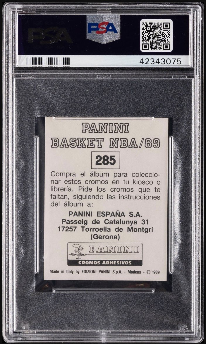 1988 Panini Spanish Sticker #285 Michael Jordan &mdash; Back