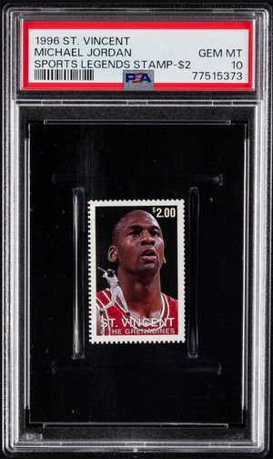 1996 St. Vincent Sports Legends $2 Stamp front