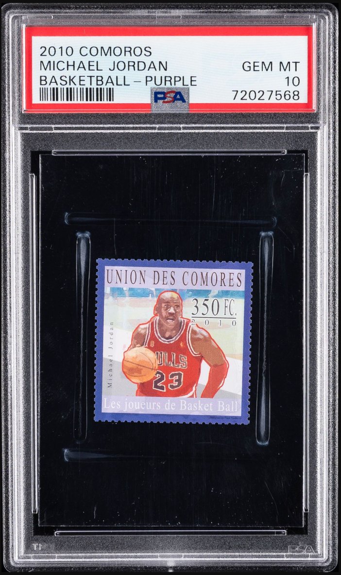 2010 Comoros Michael Jordan Basketball stamp, Purple &mdash; Front