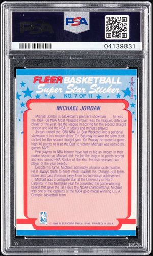 1988 Fleer Sticker #7 back