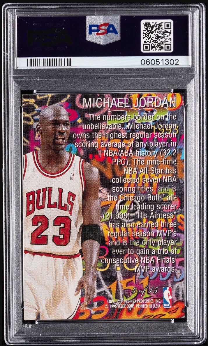 1995-96 Flair Hot Numbers #4 Michael Jordan &mdash; Back