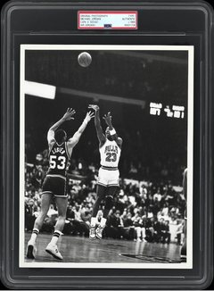 1986 Jordan Shoots Over Alton Lister front